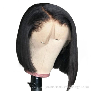 Wholesale 13X4Lace Frontal Bob Wig Cuticle Aligned Raw Virgin Human Hair Pre Plucked With Babyhair Wigs For Black Women